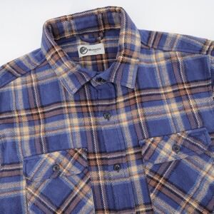 MuskOx Plaid Flannel Button Down Blue Long Sleeve Mens Large Shirt